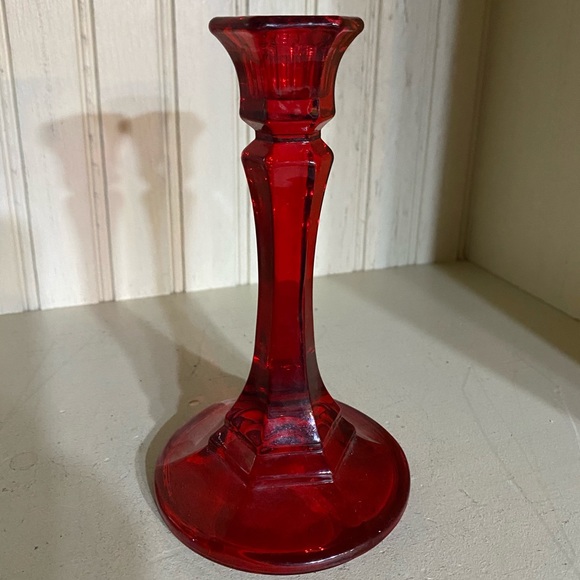 Vintage Indiana Glass Ruby red candlestick